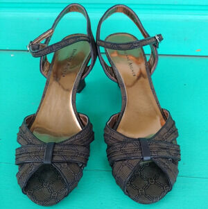 Etienne Aigner Signature Open Toe Ankle Strap Wedges Size Women's 7